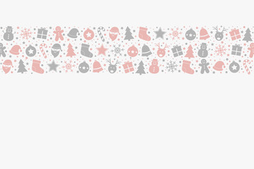 Christmas decoration. Xmas icons on background with copyspace. Vector