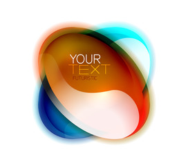 Glass shiny abstract logo or web banner box for text. Bright logotype with flowing liquid colors