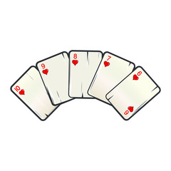 Straight flush. Vintage playing cards