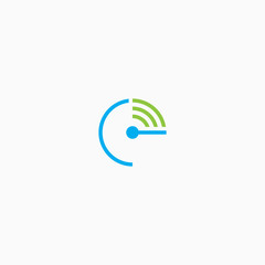 Letter E with wifi shape Connect Logo Icon Design Template Vector Illustration