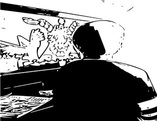  black and white watching tv