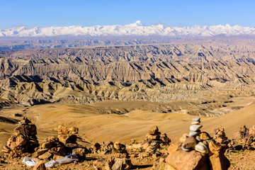 View from the Tibetan plateau to the Himalayan mountains.
