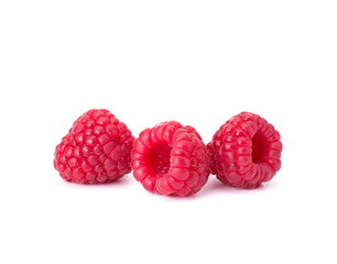 Ripe Raspberries isolated on white background