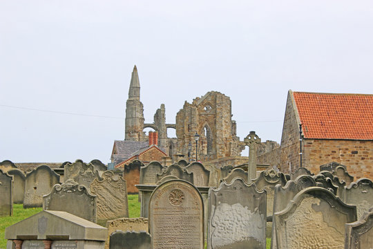 Whitby Abbey and St Marys church graveyard