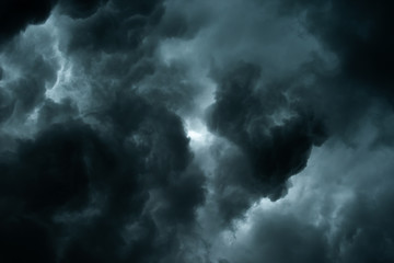 Storm clouds dramatic with black clouds and moody sky, Motion dark sky before rainy - obrazy, fototapety, plakaty