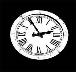 Artfully and ornate image of a clock in black and white color optics