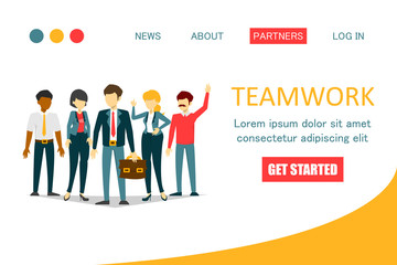 Team banner vector isolated. Business people, advertising