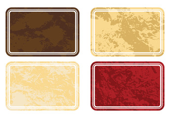 Set of templates of color rectangle retro vintage grunge frames for greetings, promotion and price. Vector elements with scratched effect  for posters, sites, web, shops, websites, labels, design.