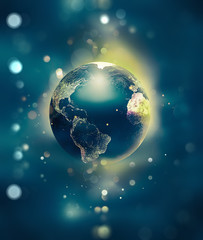 shining world floating in space
