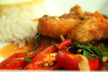 Fried Chili Paste with Fried Fish. Thai food.
