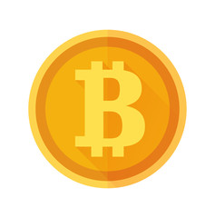 Golden bitcoin coin icon. Crypto currency golden coin bitcoin symbol isolated on white background