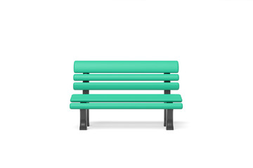 Obraz na płótnie Canvas 3d rendering park bench green color isolated on a white background. Cartoon minimalistic style.