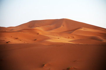 Fototapeta na wymiar The seas of dunes of Erg Chebbi near Merzouga in southeastern Morocco.