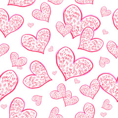 Hand drawn stylish valentine's love hearts pattern design