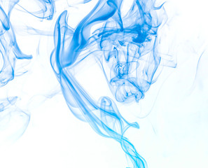 Blue smoke on white background