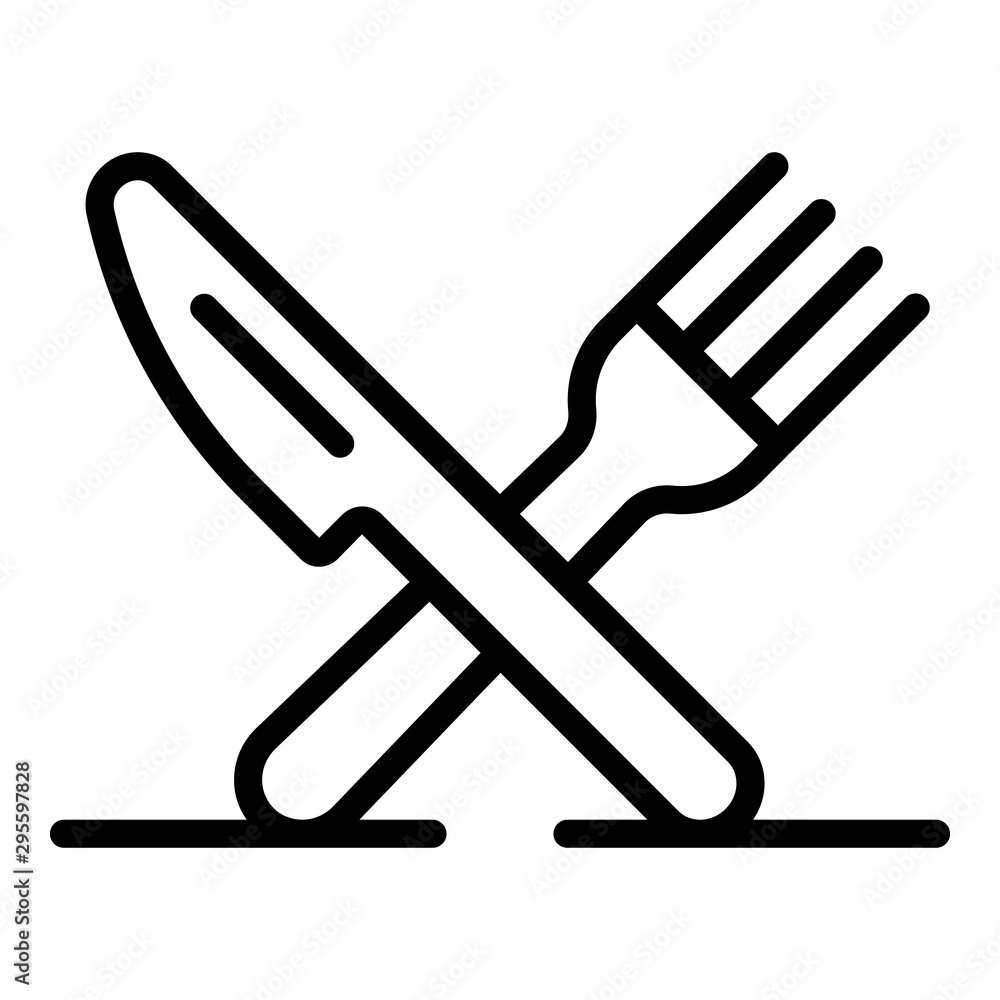 Aufkleber crossed knife fork icon. outline crossed knife fork vector icon for web design isolated on white bac