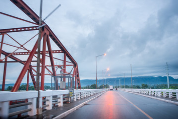 Fototapeta na wymiar Tagoloan Bridge in early morning travel at Misamis Oriental