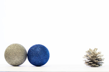 Christmas pine cone with place for text on white background