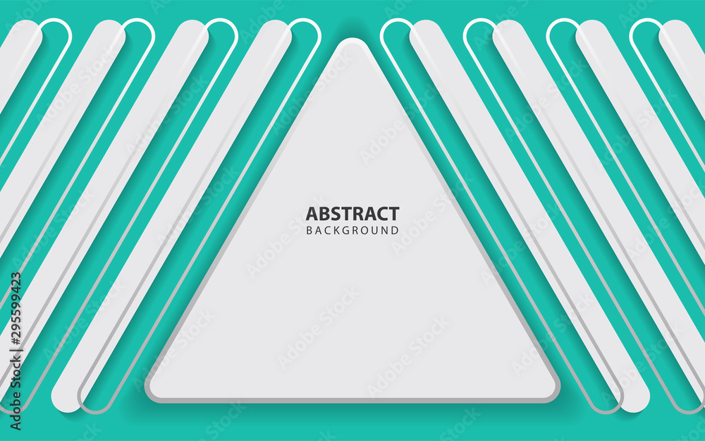 Aufkleber minimal abstract background with white triangle frame line on blue vector design. trendy colors conc