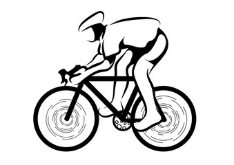Vector drawn cycling athletes. Isolated on white background.