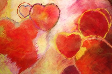 oil painted heart background, love background