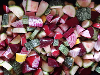 Chopped Vegetables: Courgette, Beetroot, Squash, Zucchini