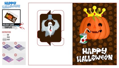 greeting card cut halloween pumpkin in the crown