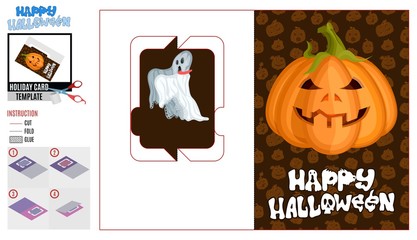 greeting card cut holiday halloween evil pumpkin