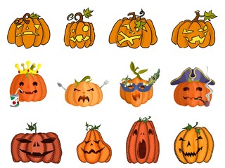 pumpkins different styles stickers collection