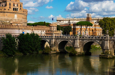 roman bridge over the tiber river