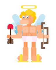 flat cupid man with arrow and bow