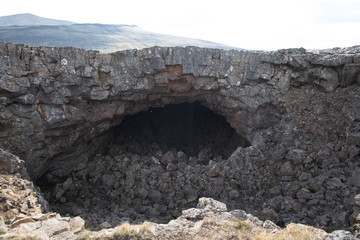 Surthellir Caves are tunnels created by volcanic activity, Iceland