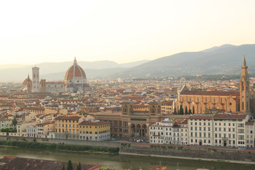 Fototapeta na wymiar Sunset in Florence, city in central Italy and birthplace of the Renaissance, it is the capital city of the Tuscany region, Italy