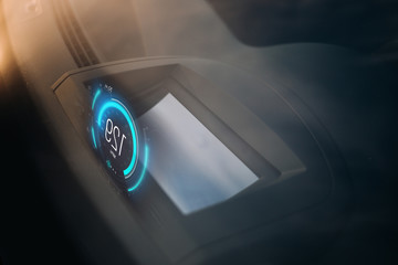 Car head-up and display on panel with speed hologram future