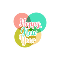logo design vector template writing happy new year with colorful styles