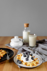 Viennese waffle with blueberries