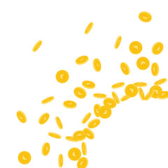 European Union Euro coins falling. Scattered small