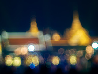 Fototapeta na wymiar Colorful bokeh of palace in Bangkok at twilight