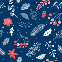 Christmas modern, elegant Scandinavian, nordic seamless pattern. Vecor design