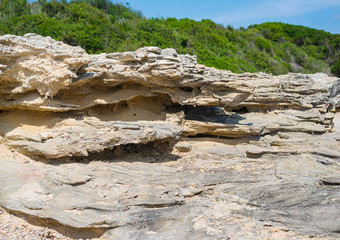 Picturesque seascape with white rocky cliffs and sea bay