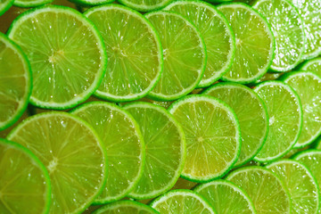 Fresh lime slices as a background.