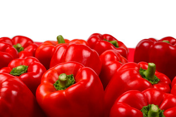 Fresh red bell pepper isolated on white background. Copy space.