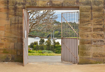 amazing view of sydney bay from a old factory, concept suitable for freedom, out of jail