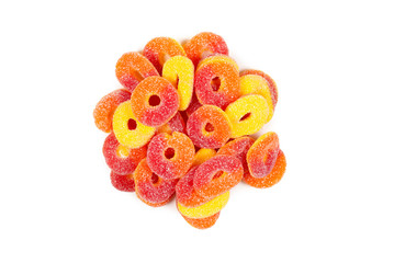 Jelly rings isolated on white background. Orange rings.