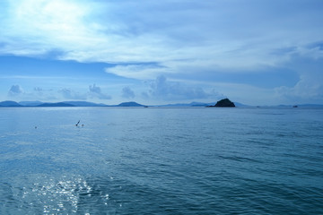 tropical sea in blue hour time in South east asia