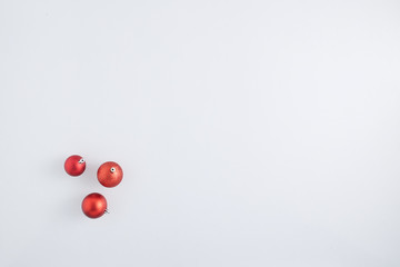 Christmas balls ornaments on a white background.