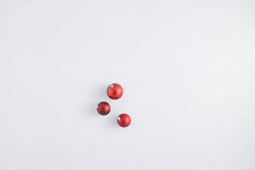 Christmas balls ornaments on a white background.