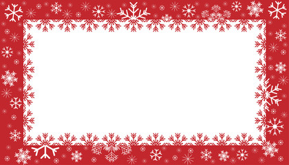 Congratulatory frame. New Year's and Christmas. Decorated with white snowflakes. In the frame, you can enter your text.