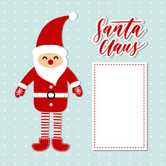 Cartoon Santa Claus with place for text and hand lettering vector.