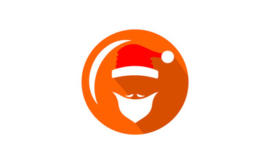 simple creative red hats and beards of Santa Claus silhouette with bulb, Vector illustration logo template icon for Christmas decorations